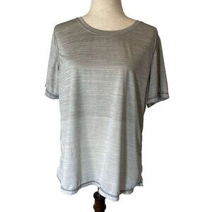 LulaRoe Rise Collection Athletic Top Short Sleeve Gray Ombré Stripe Sz XL Lounge
